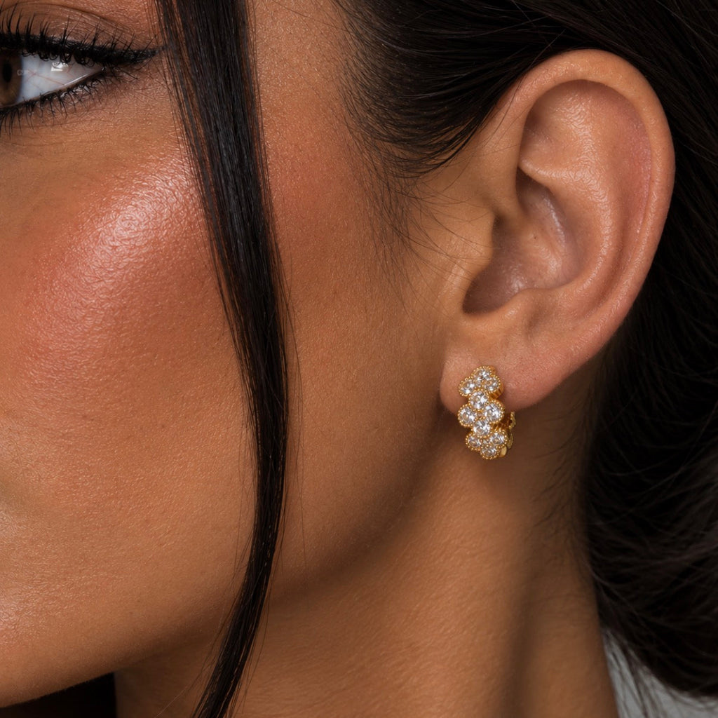 Marbéll Fleur Crystal Hoops – Gold