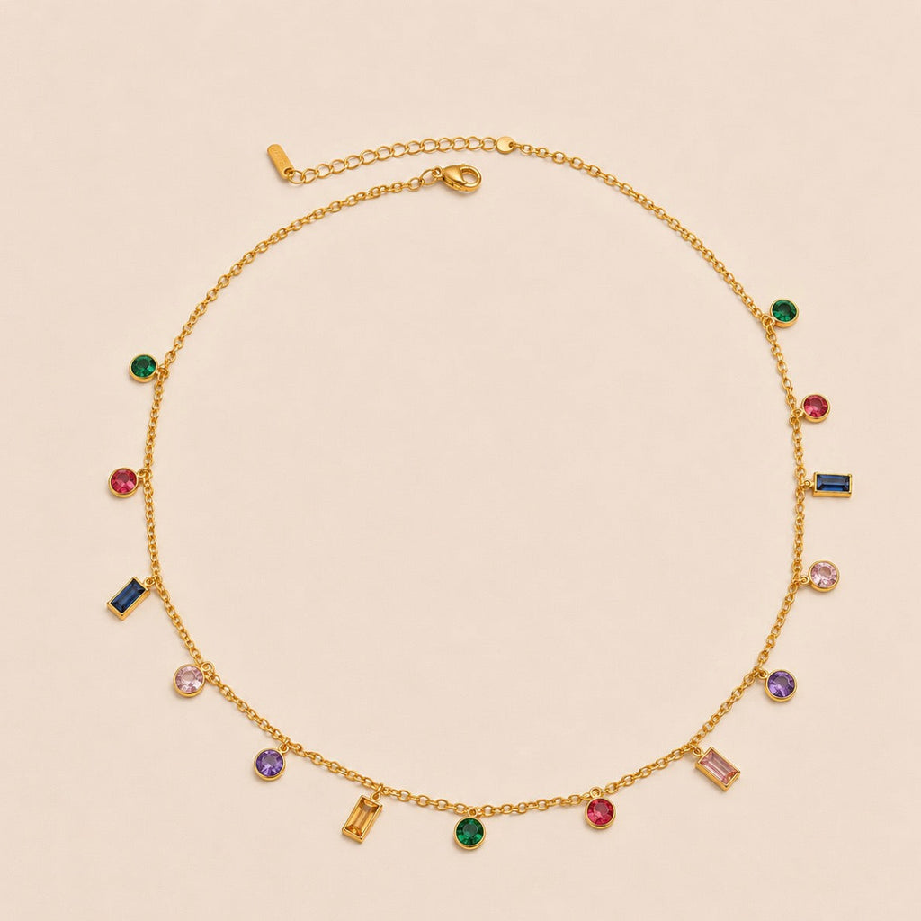 Marbèll Rainbow Charm Necklace – Gold