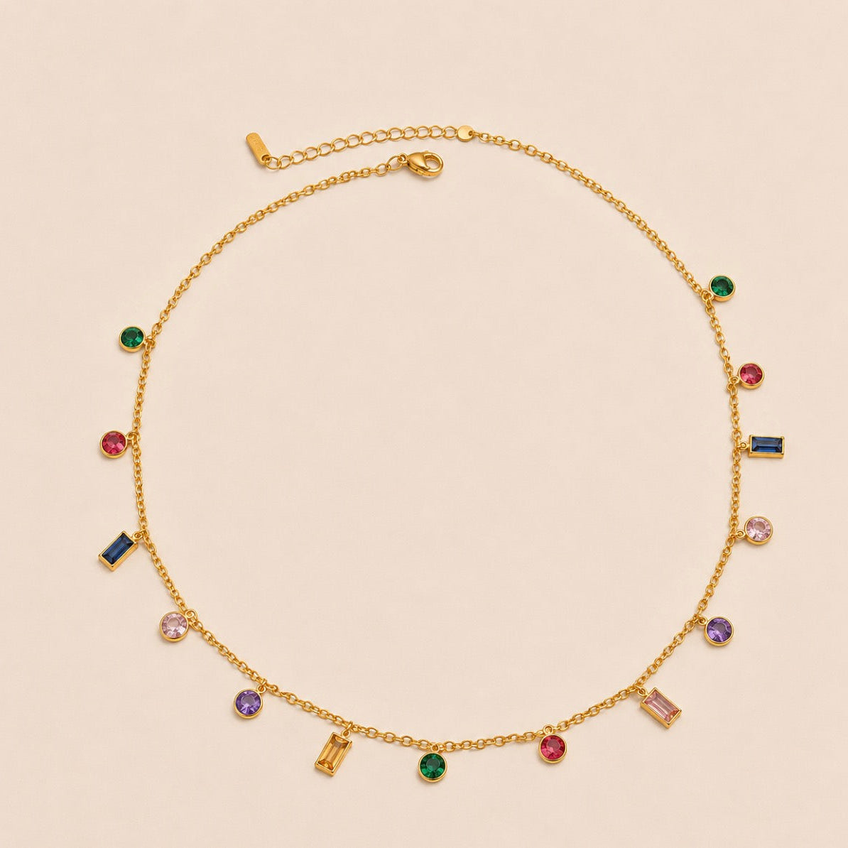 Marbèll Rainbow Charm Necklace – Gold