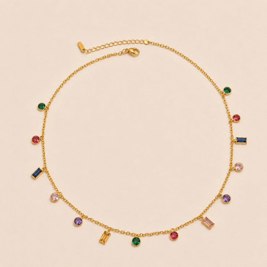 Marbèll Rainbow Charm Necklace – Gold