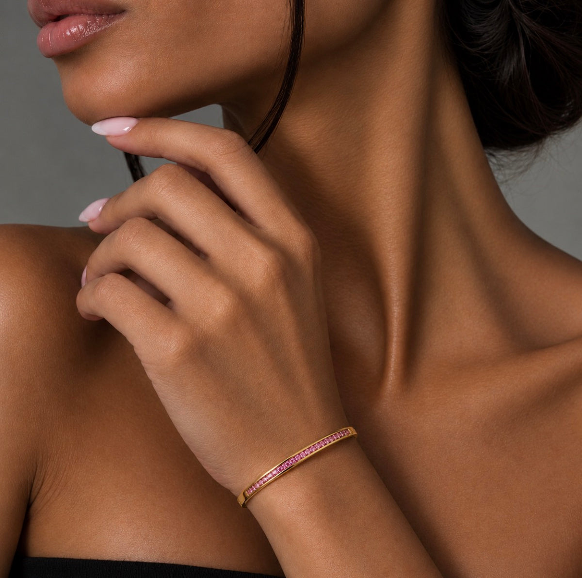 Rosé Crystal Armreif – Gold