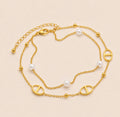 Élise Pearl Layered Anklet – Gold