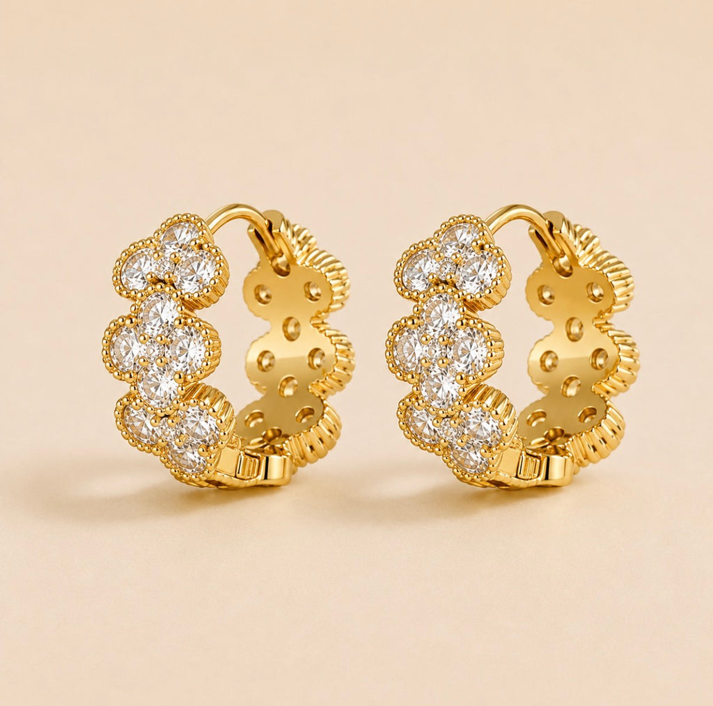 Marbéll Fleur Crystal Hoops – Gold