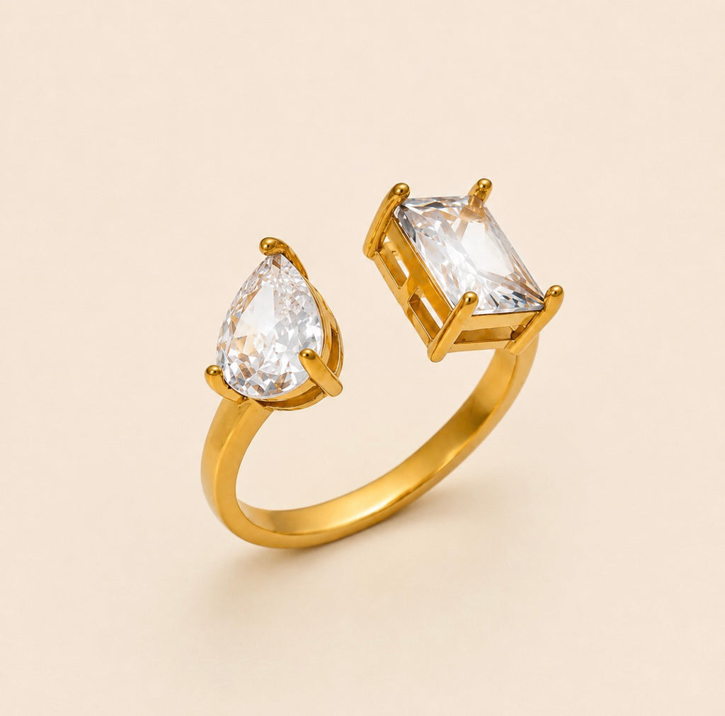 Duo Crystal Ring – Gold