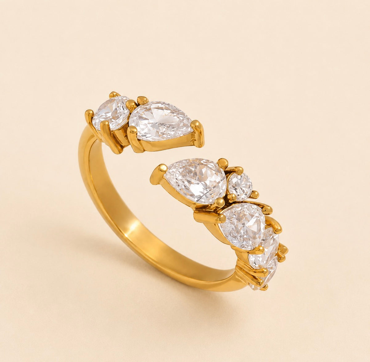 Éclat Crystal Ring – Gold