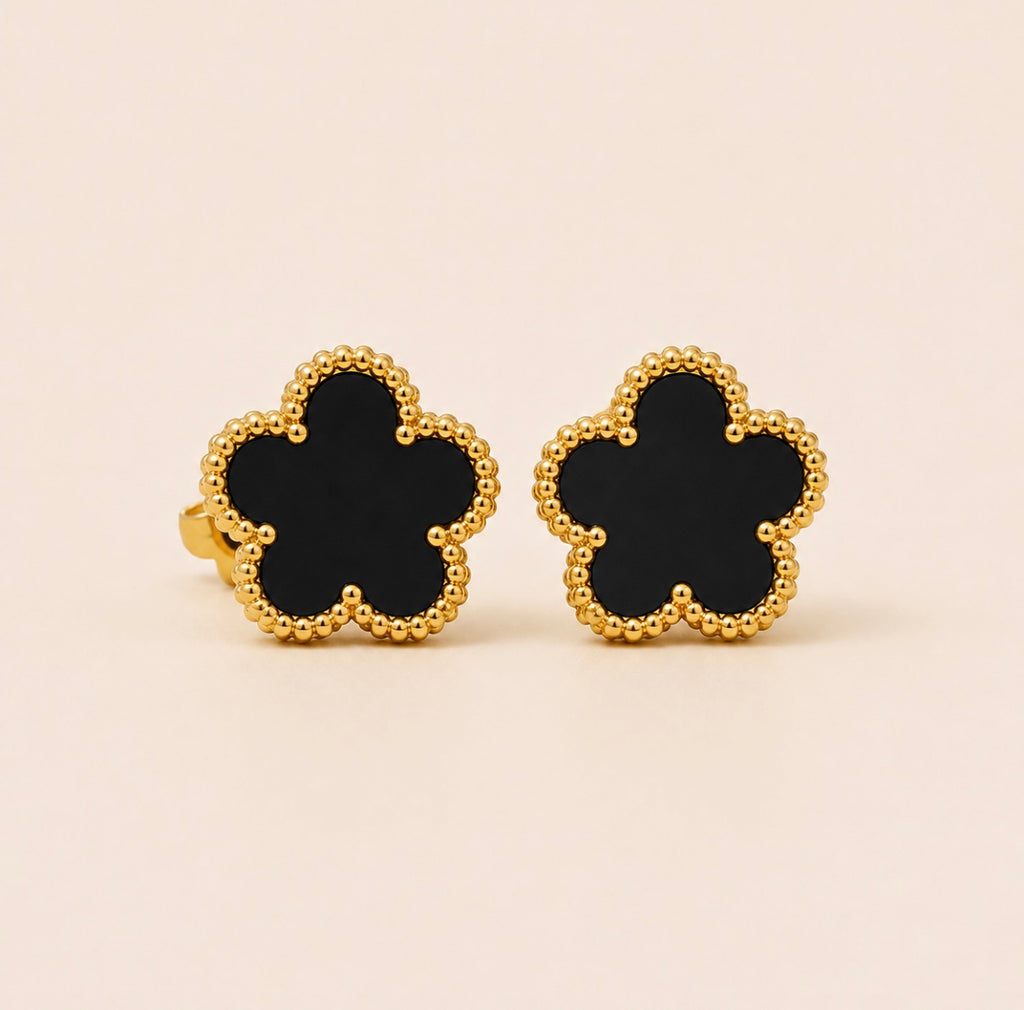 Marbéll Noir Flower Earrings – Gold