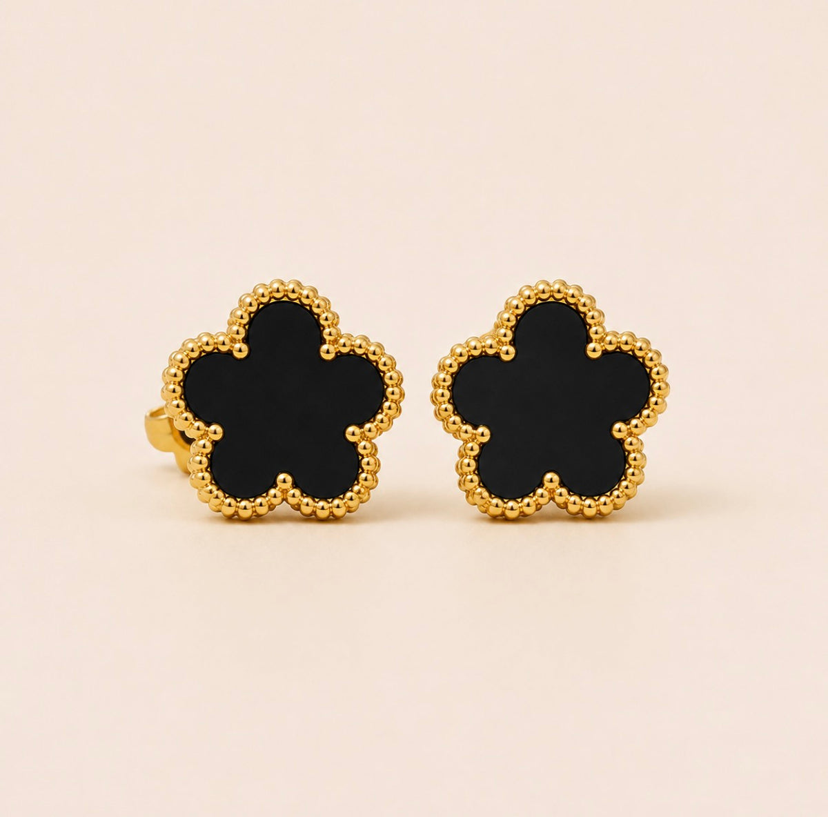 Marbéll Noir Flower Earrings – Gold