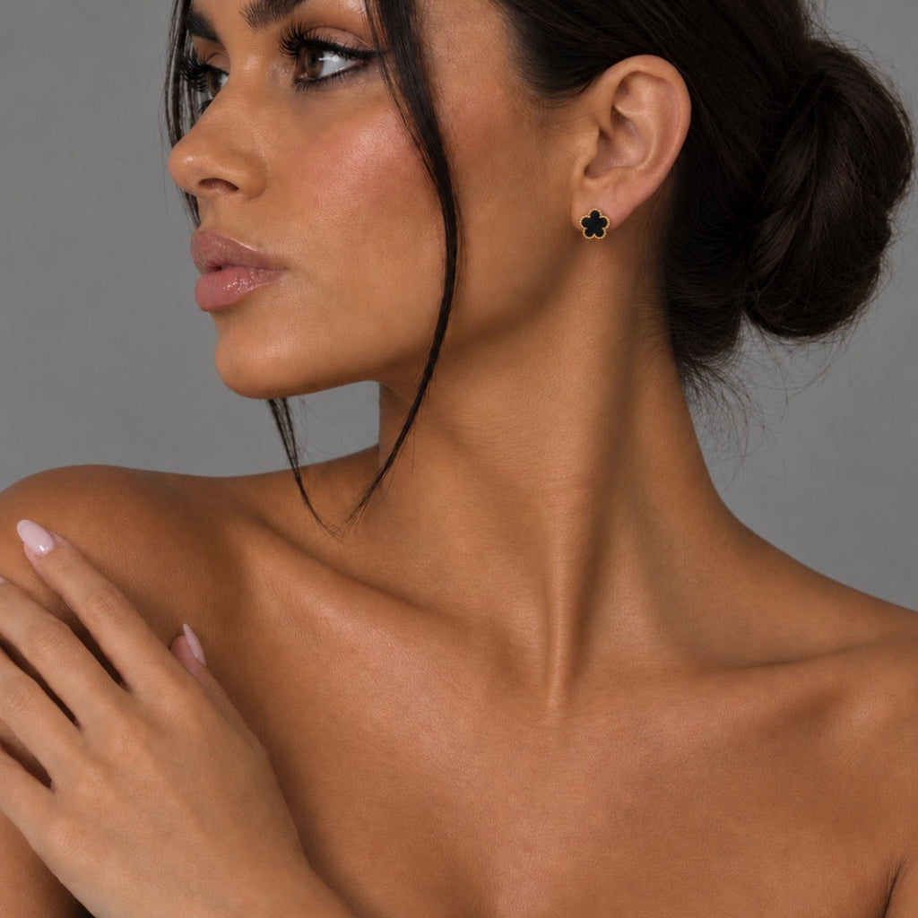 Marbéll Noir Flower Earrings – Gold