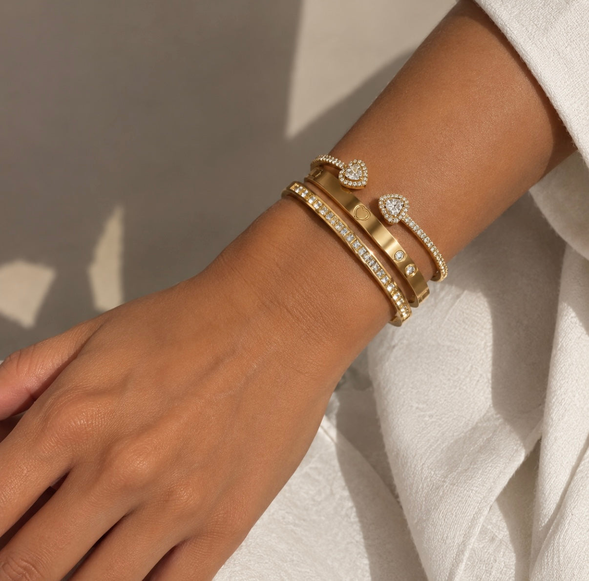 Marbéll Trio Heart Bracelet Set – Gold