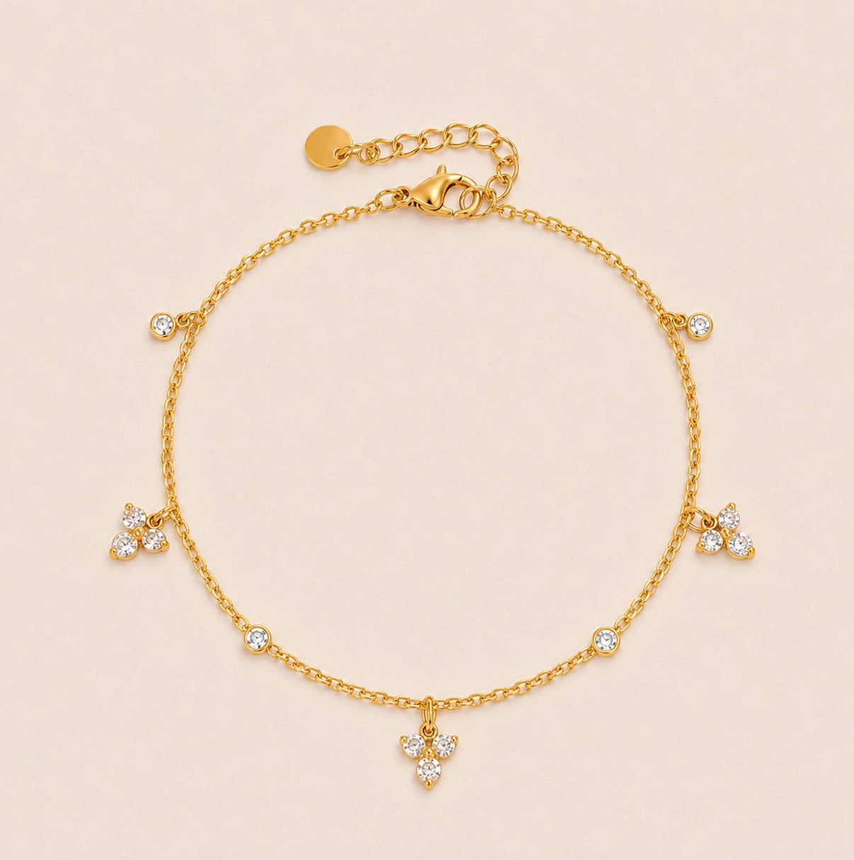 Fleur Crystal Anklet – Gold