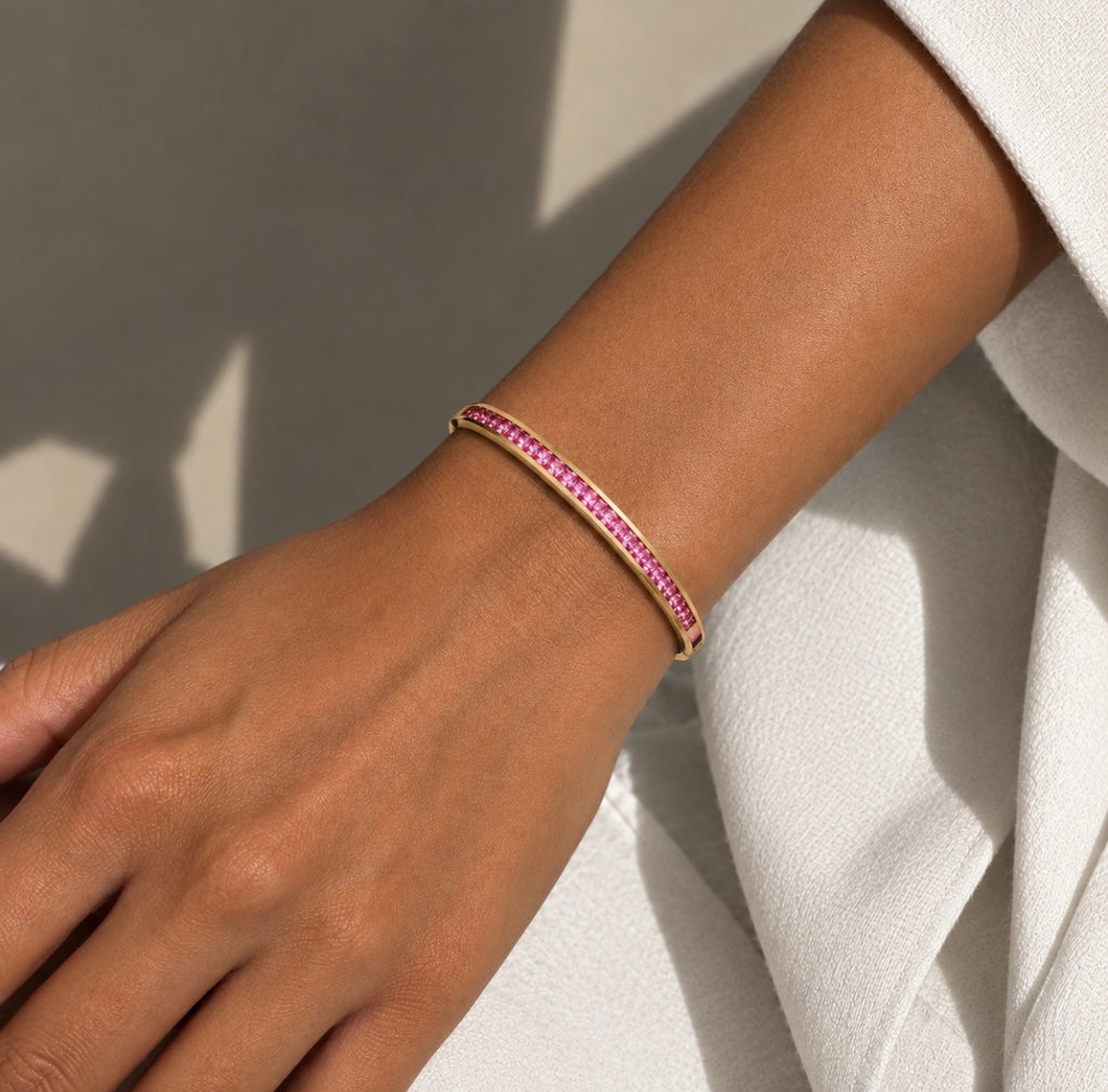 Rosé Crystal Armreif – Gold