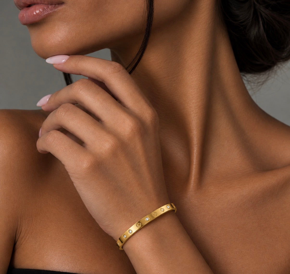 Fleur Crystal Armreif – Gold