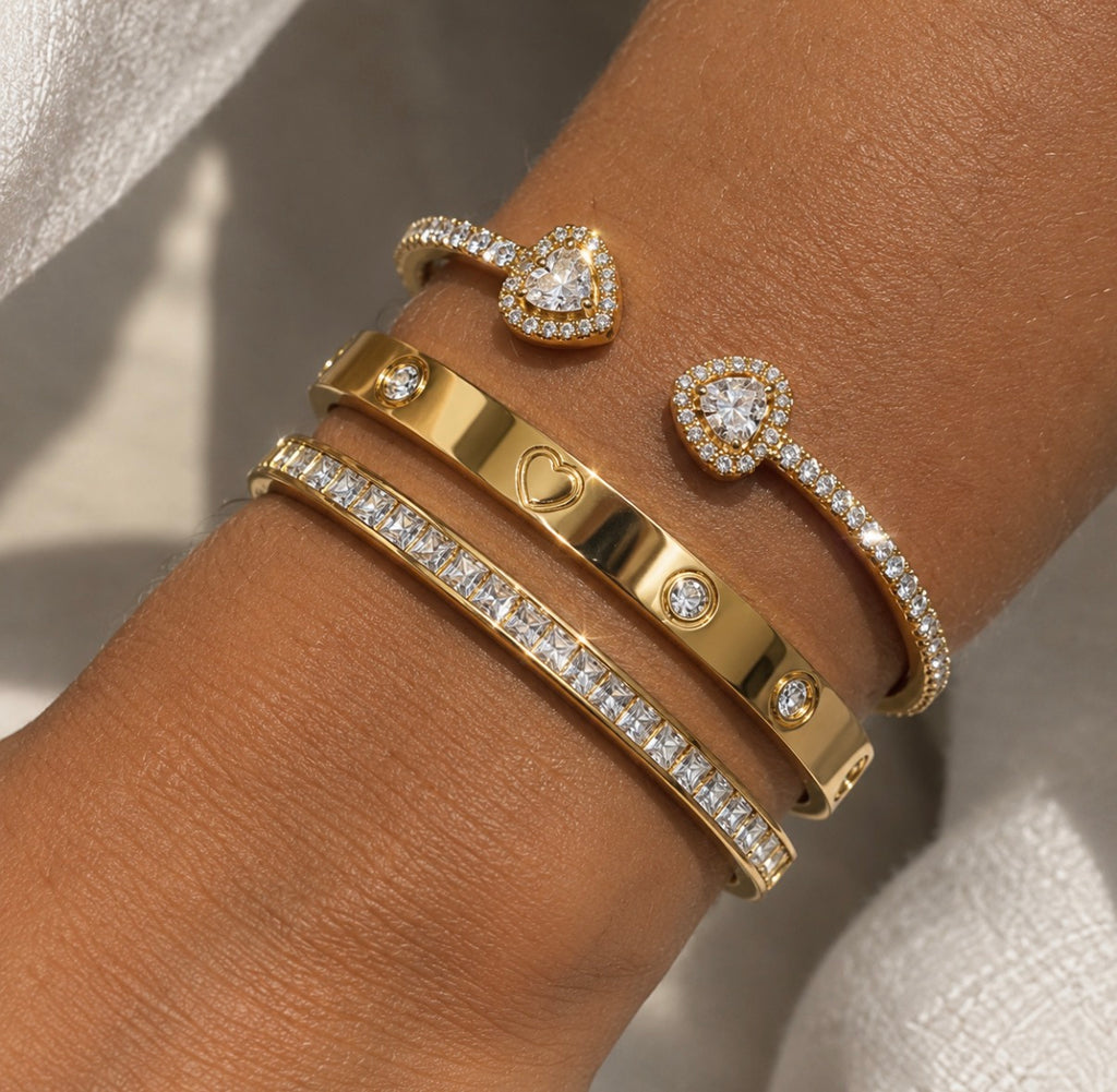 Marbéll Trio Heart Bracelet Set – Gold